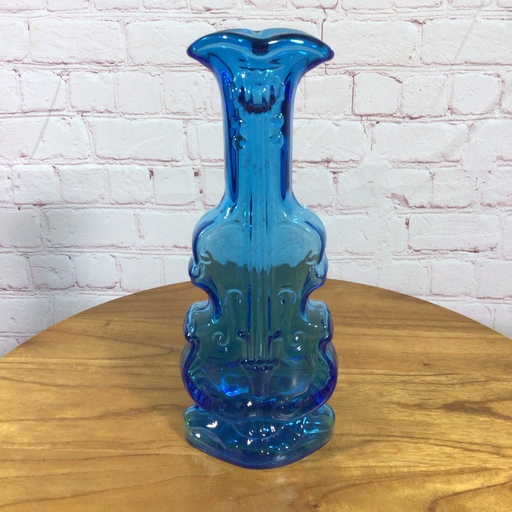Vintage Imperial Glass Blue Violin Cello Vase